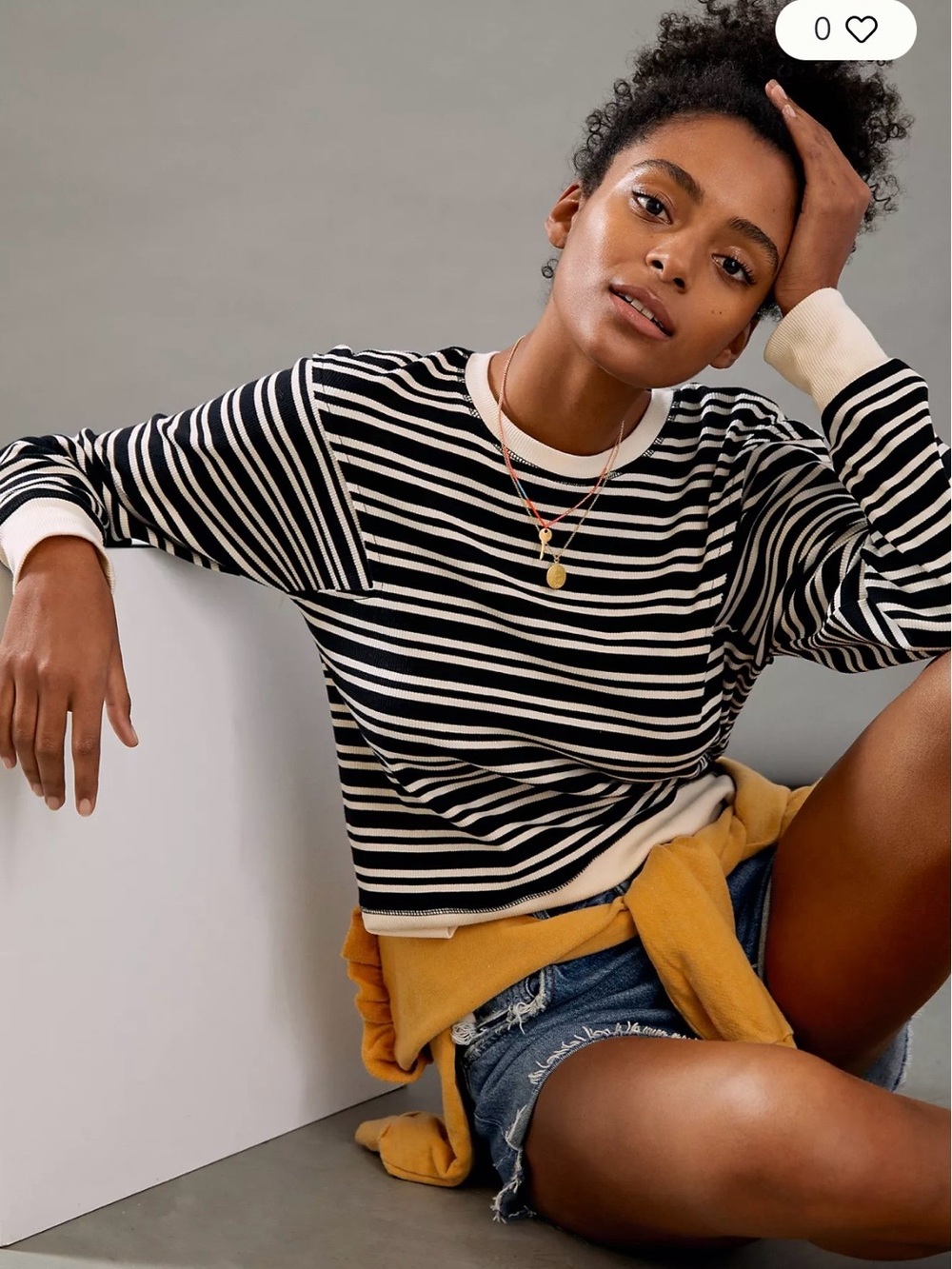 Anthropologie Maeve Diane Striped Pullover Boxy Ribbed Layering Staple